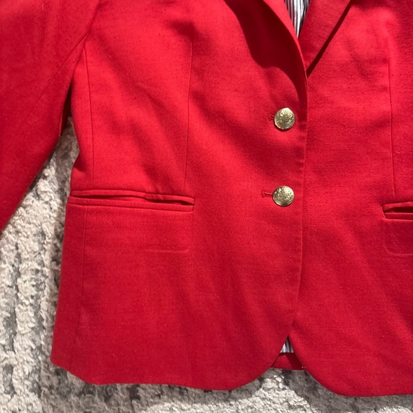 J. Crew bold red career blazer jacket button up size 8 petite - Picture 2 of 5